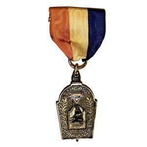 Vintage 1950 Chicago Ymca Championship Medal 2nd Place Boys High Jump